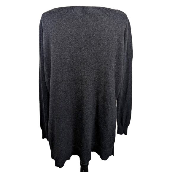 Vince Black Boat Neck Wool Cashmere Side Slit Sweater Tunic Lightweight Women XS - Picture 4 of 11